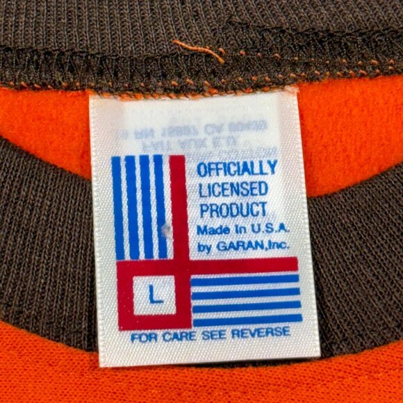 Cleveland Browns Vintage 80s Sweatshirt L Garan Inc. Brown & Orange Rare - Picture 5 of 10